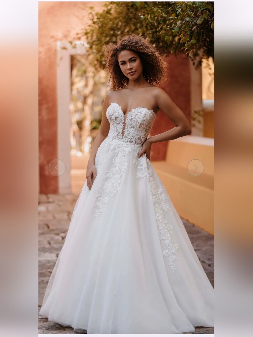 Strapless Lace Appliqué Wedding Gown - Allure Romance 3550L - Picture 3 of 8